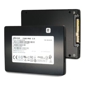 Micron MTFDKCC3T8TFR 7300 Pro 3.84TB NVMe U.2 enterprise SSD, front and rear view